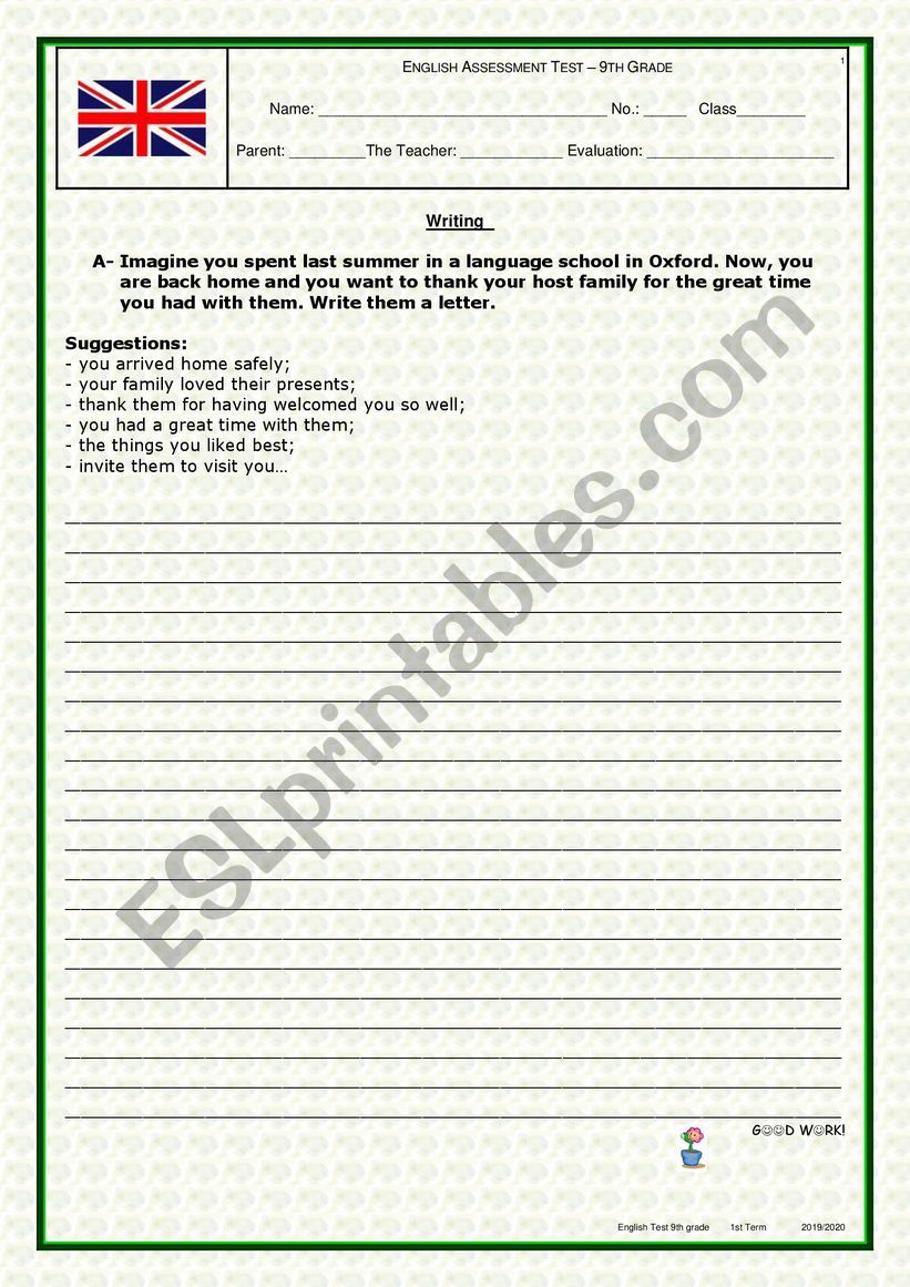 Written Work worksheet