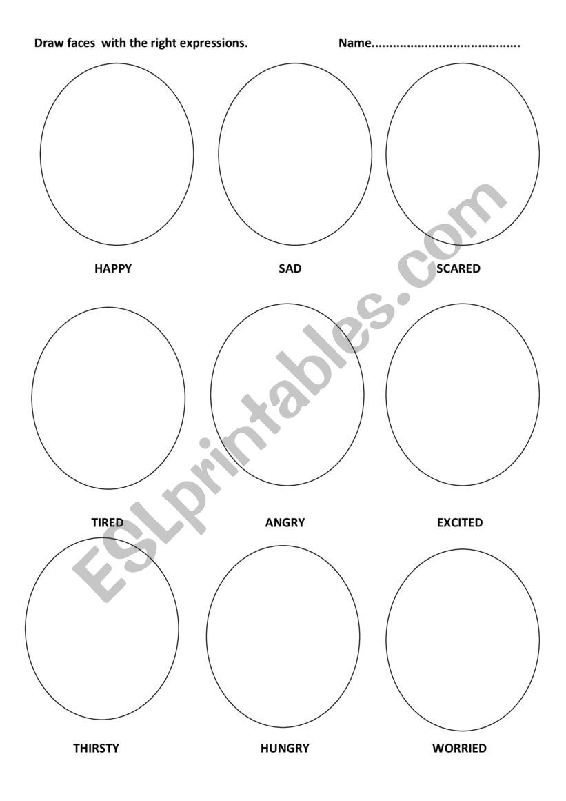 Feelings - drawing faces worksheet