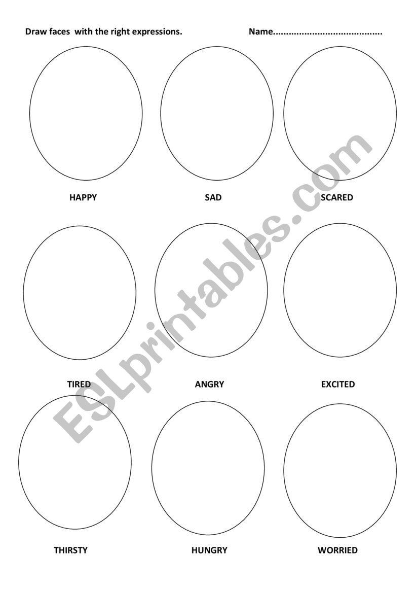 Feelings - drawing faces worksheet