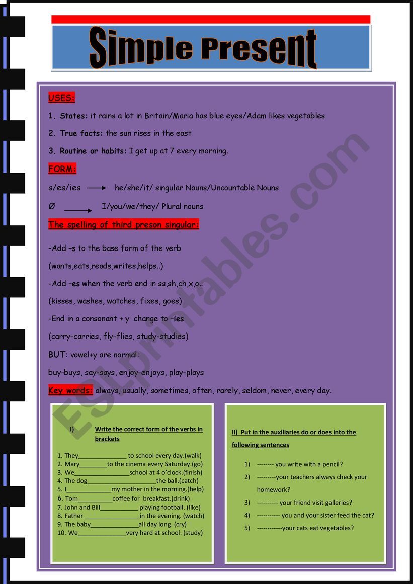 PRESENT SIMPLE worksheet