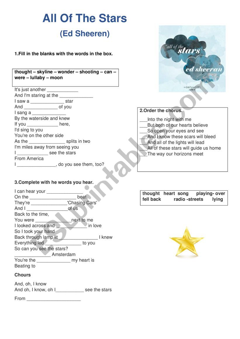 all of the stars worksheet