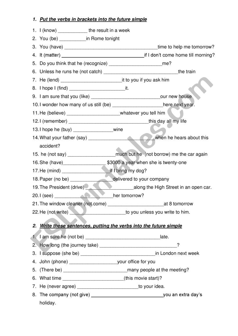 Will X Going to exercises worksheet