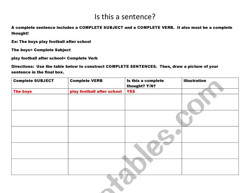 Is this a Sentence? - ESL worksheet by JenniferMills12