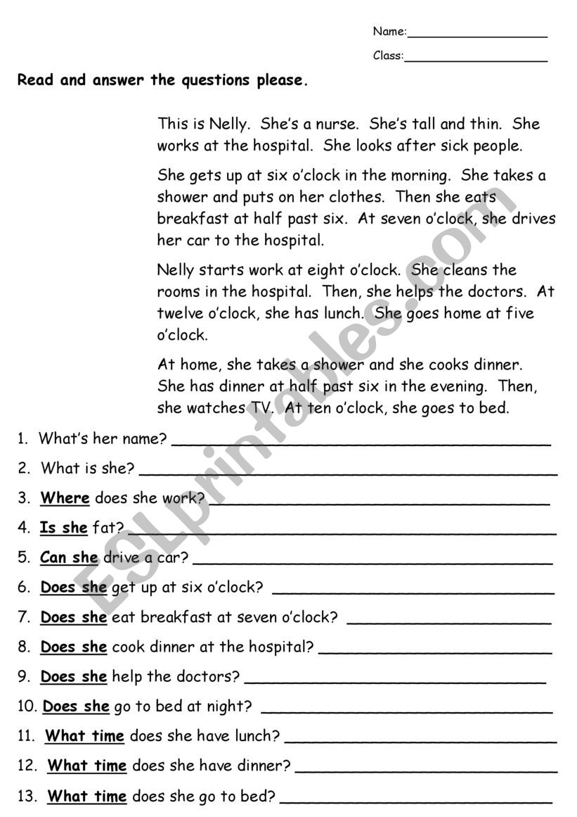 reading comprehension 2 worksheet