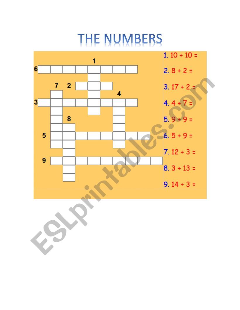 The numbers worksheet