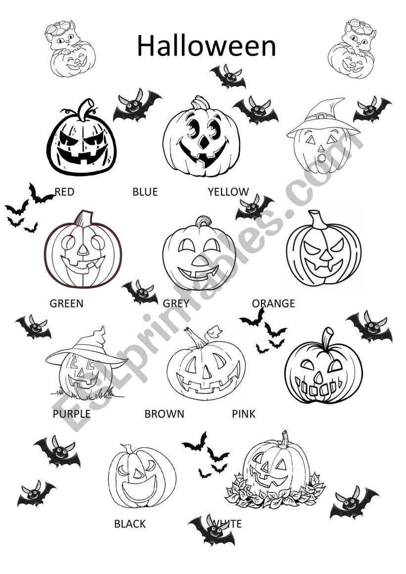 Colours halloween worksheet