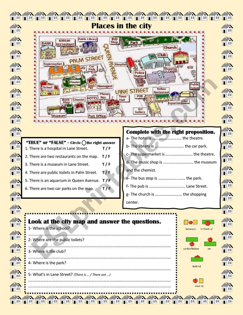 Places in the city - Prepositions