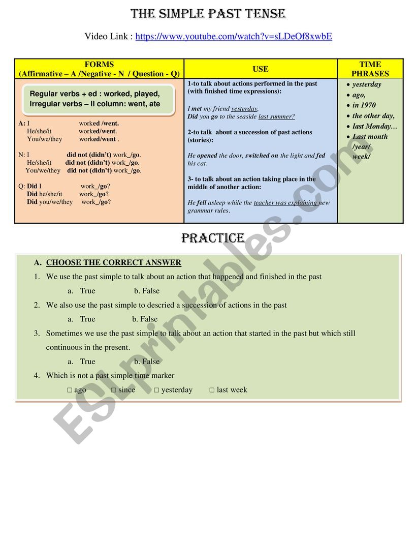 Past Simple worksheet