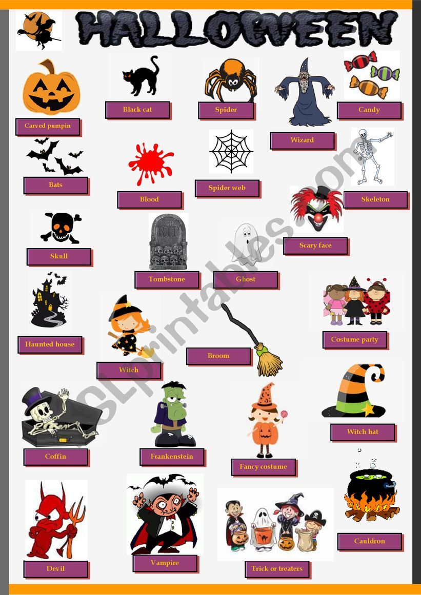 Happy Halloween. Pictionary worksheet