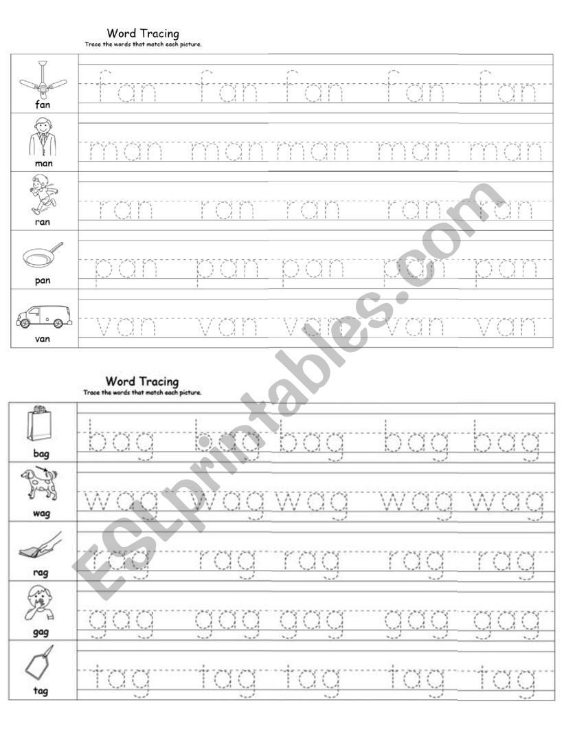 Short Vowel A Tracing Worksheet