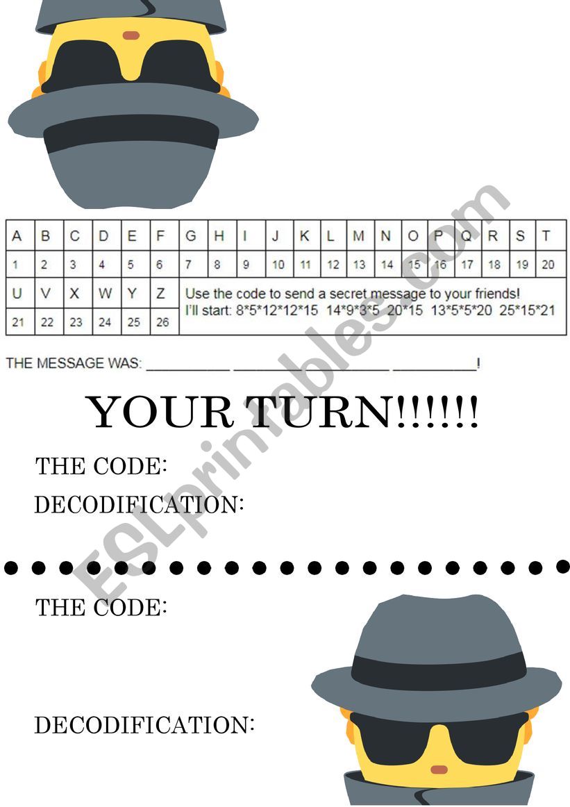 NUMBER CODE worksheet