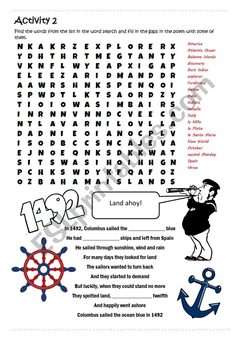 Columbus - part 2 of 3 worksheet