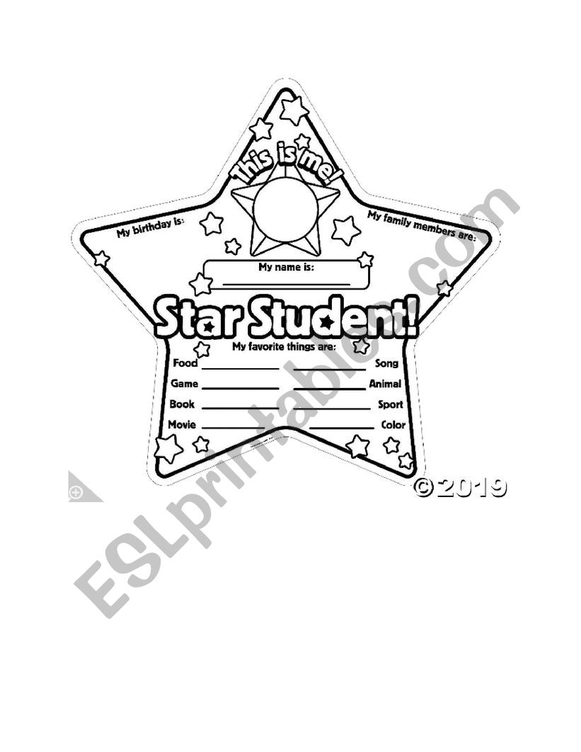 Star of the week worksheet