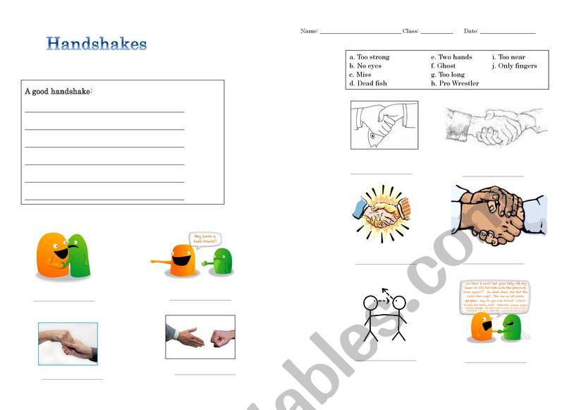 Greetings and Handshakes worksheet