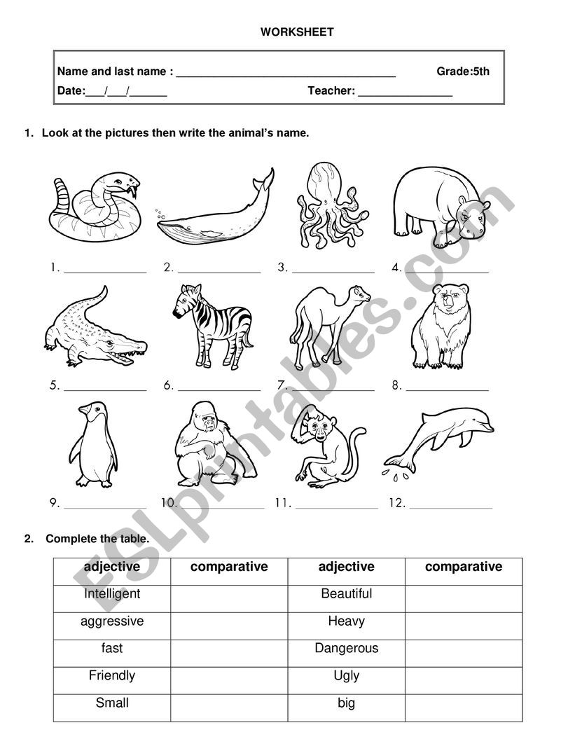 Comparative adjectives dangerous. Английский Comparison animals Worksheets. Comparatives Worksheets. Comparison of adjectives Worksheets. Comparatives animals Worksheets for Kids.