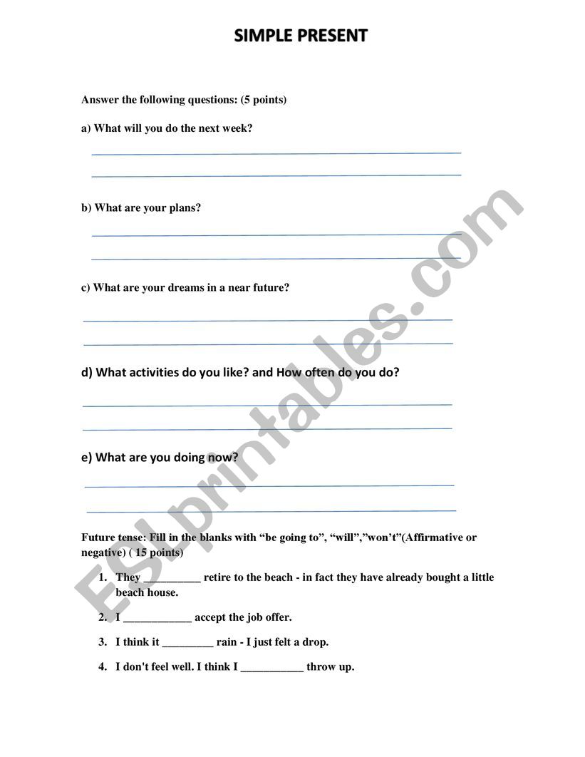 SIMPLEPRESENT worksheet