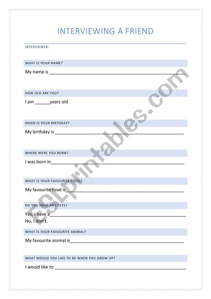 Easy interview class activity learn english
