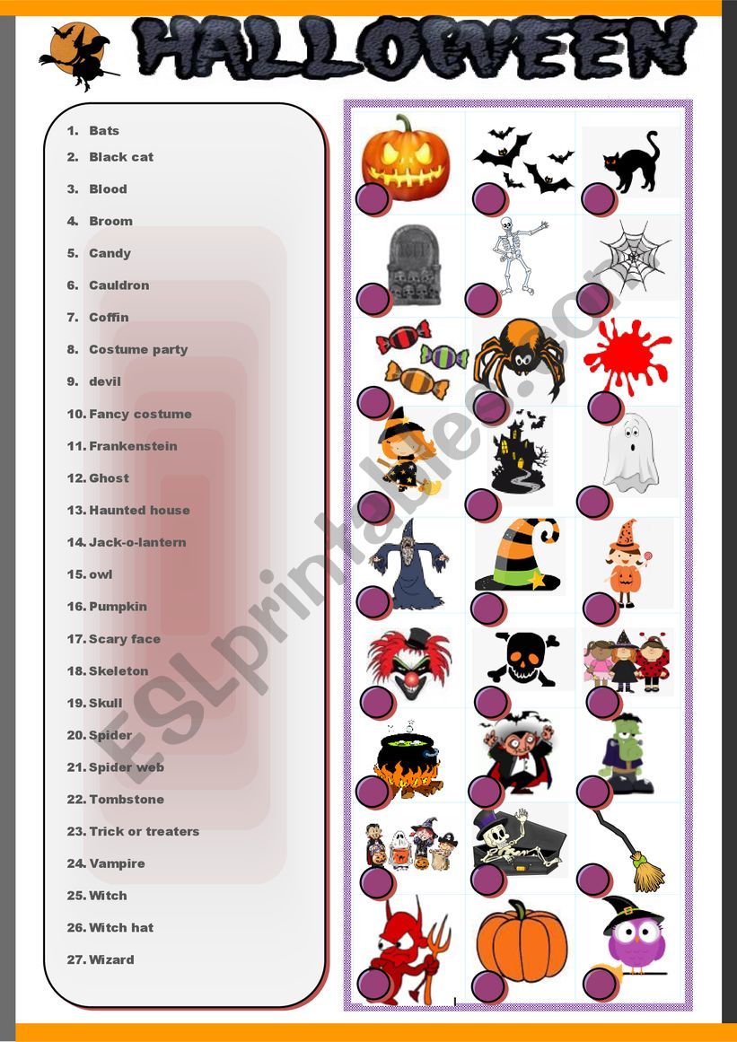 Happy Halloween Vocabulary + KEY  