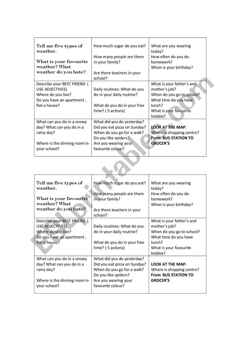 three in a row worksheet