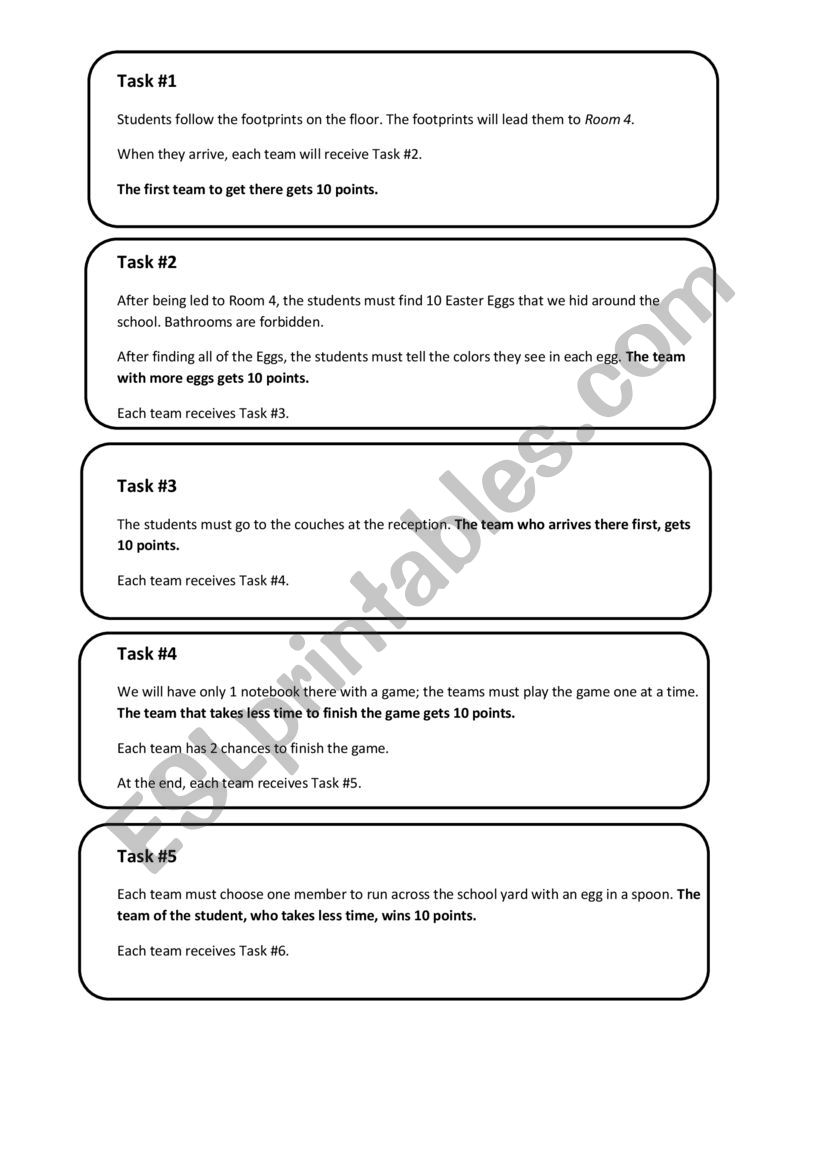 Treasure Hunt worksheet