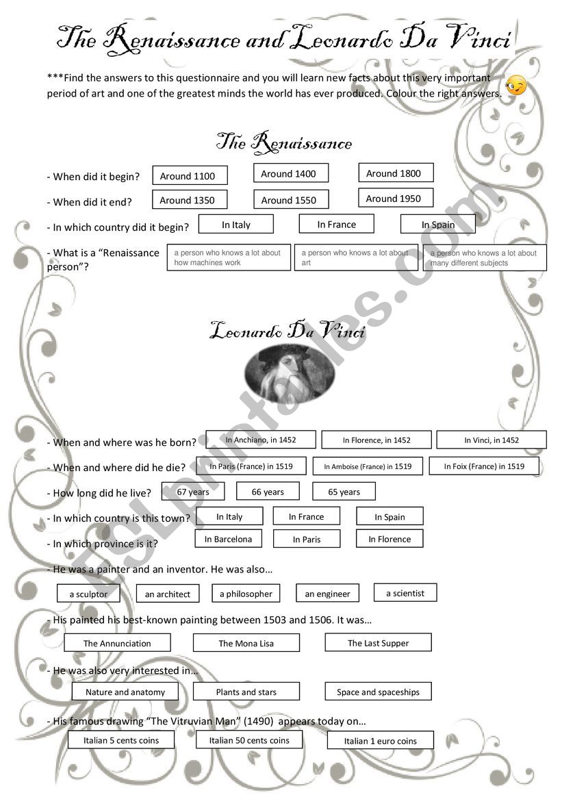 THE RENAISSANCE AND LEONARDO DA VINCI