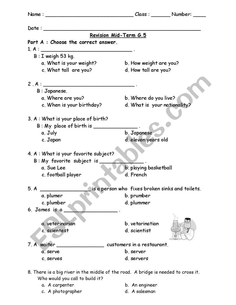 Revision worksheet