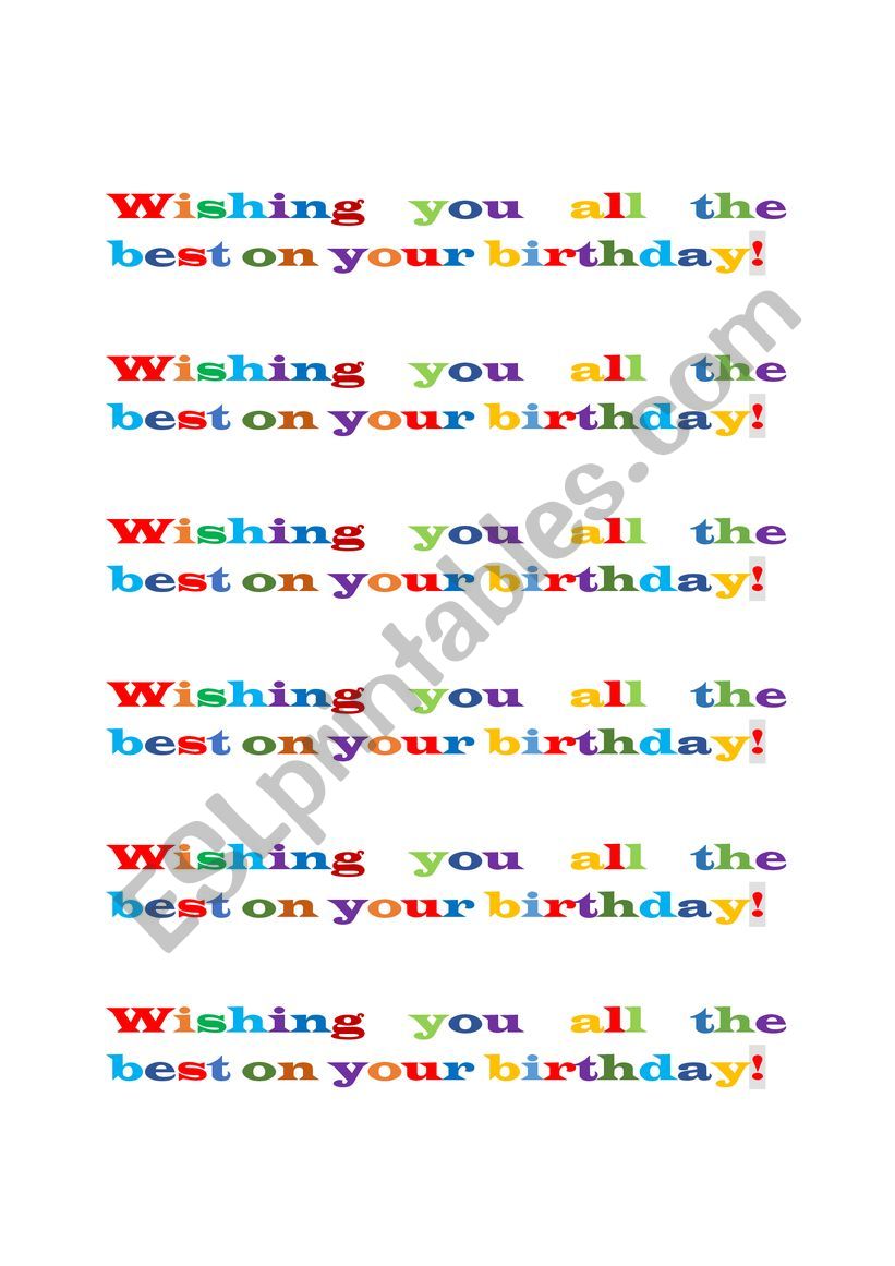 happy birthday message~ worksheet