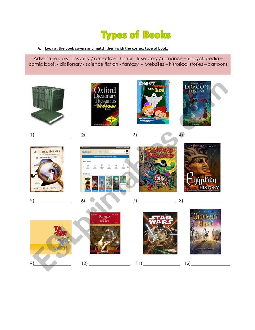 Types of Books  worksheet