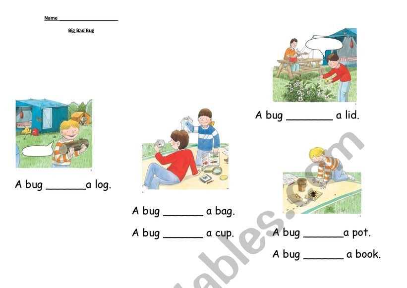 Big Bad Bug Prepositions  worksheet