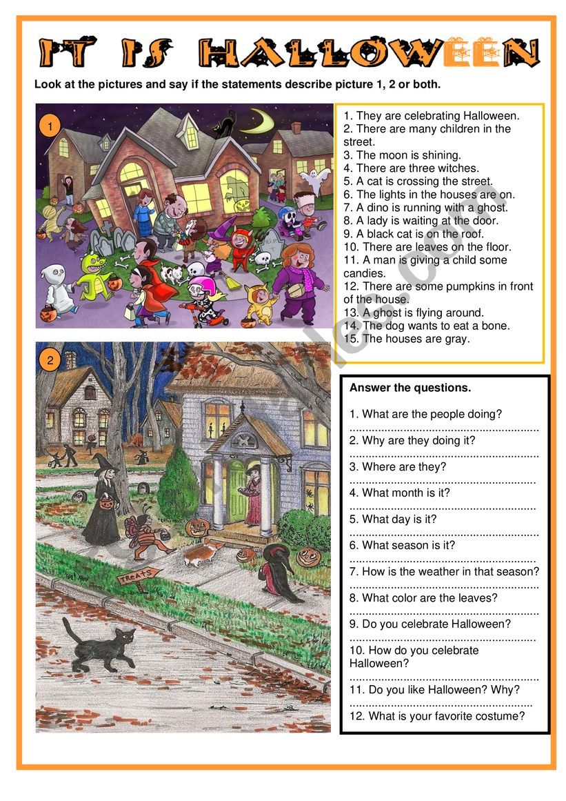 It is Halloween worksheet