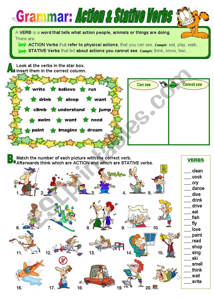 Action and Stative Verbs worksheet