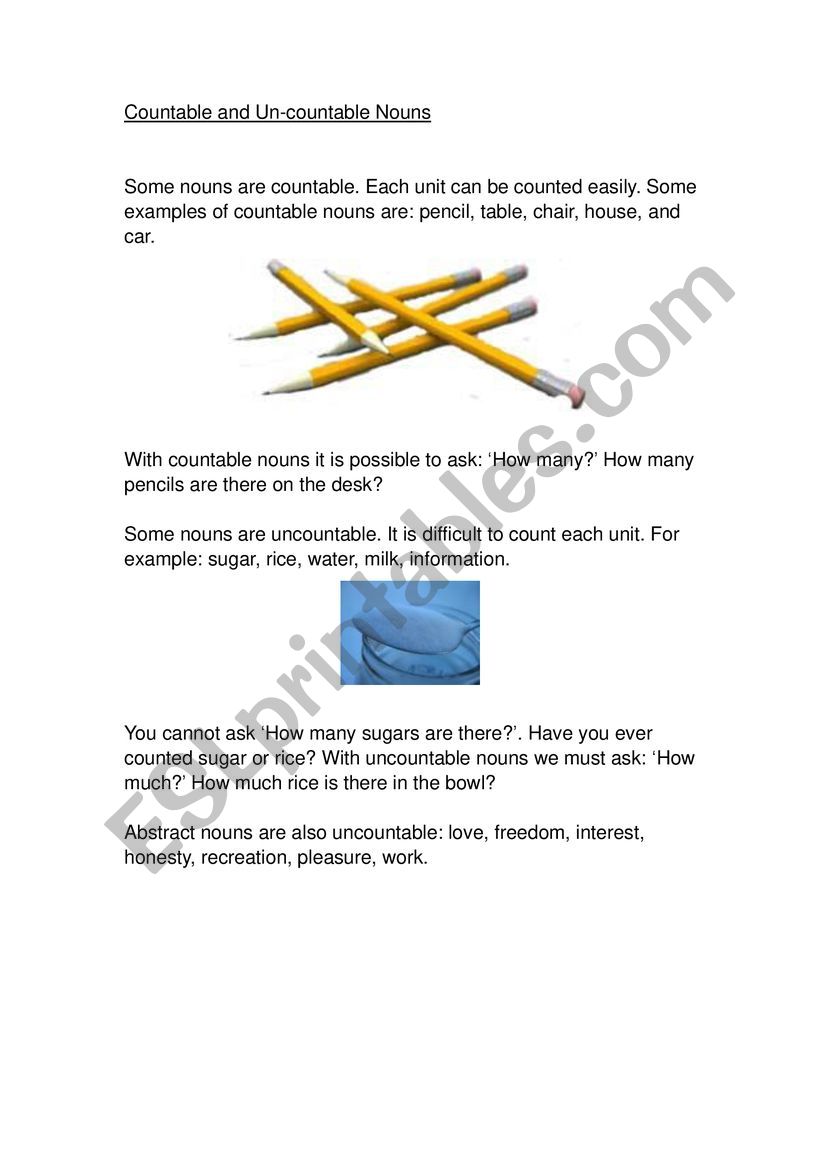 Countable & Uncountables nOUNS