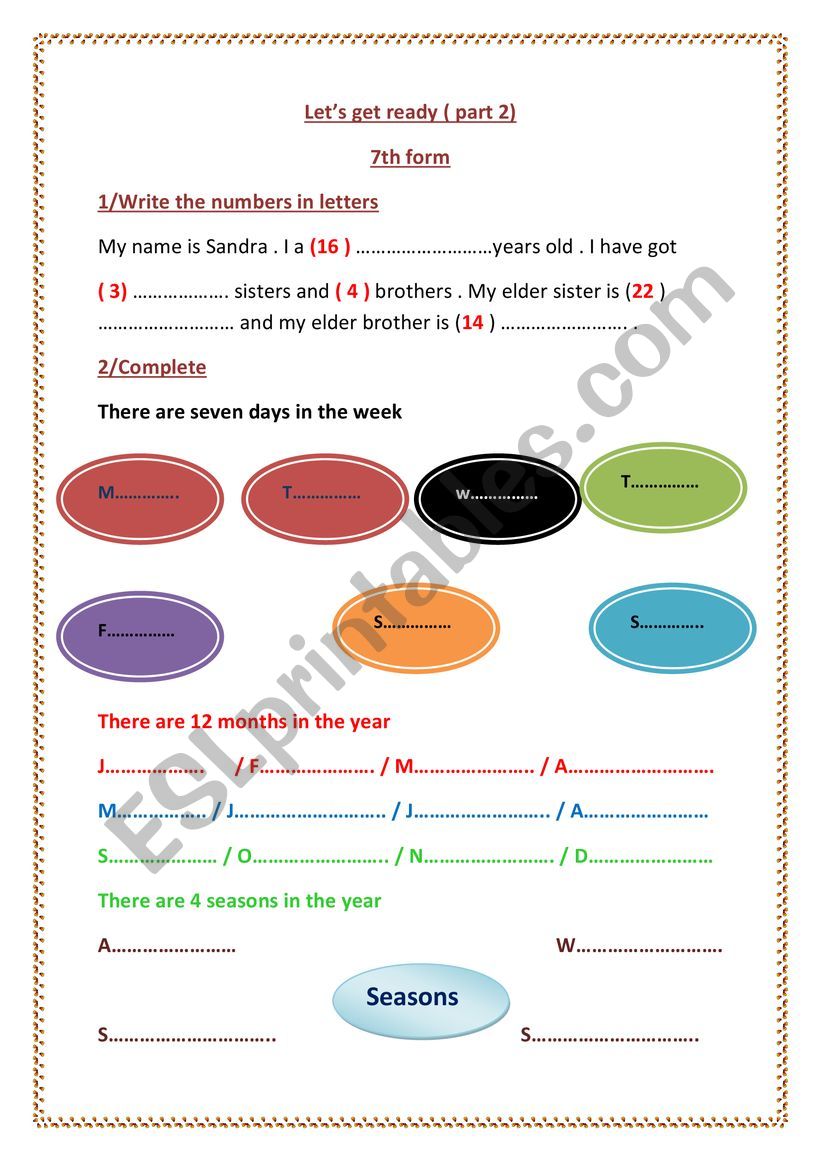 lets review  7th form worksheet