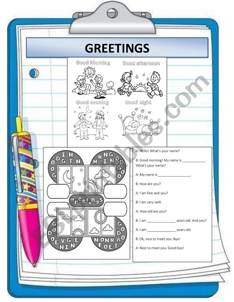 Greetings worksheet