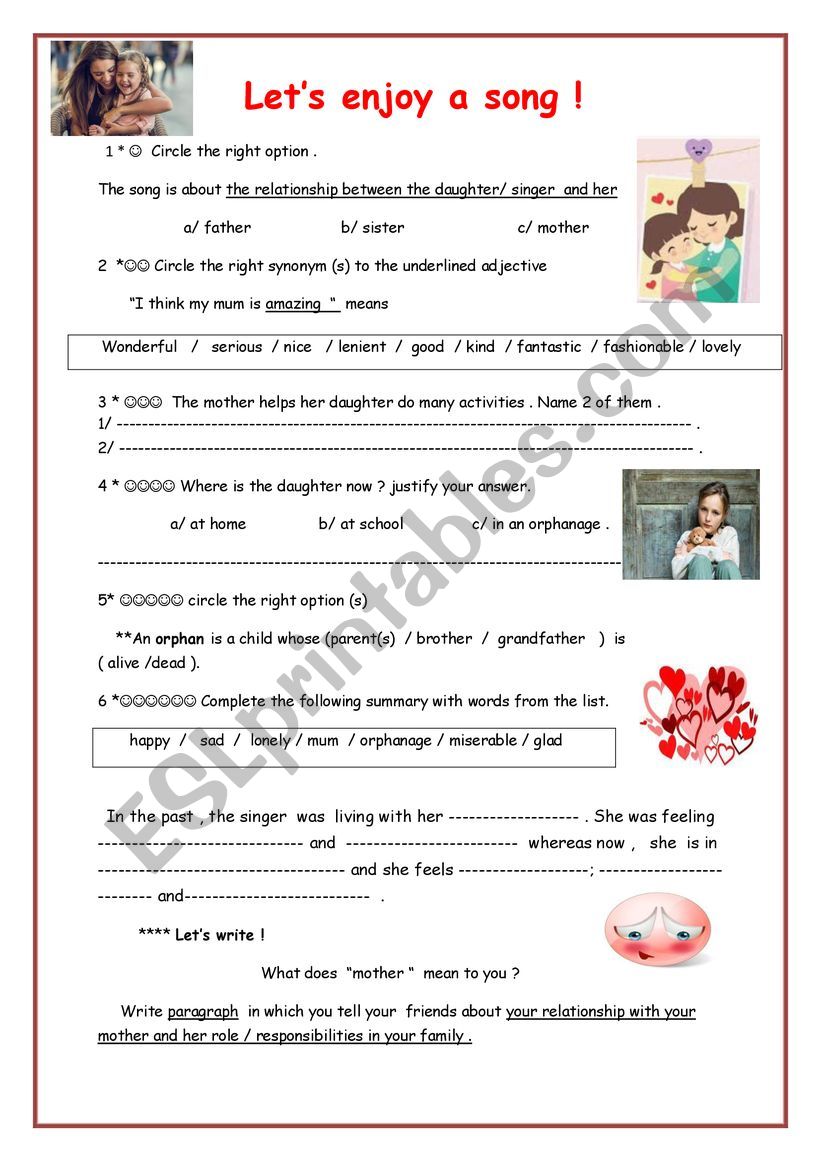 My mum is amazing  worksheet