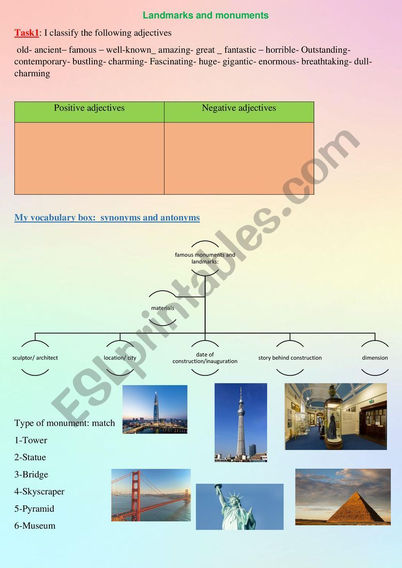 landmarks worksheet