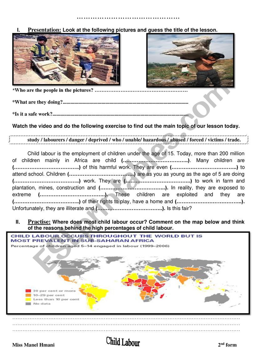 Child Labour worksheet