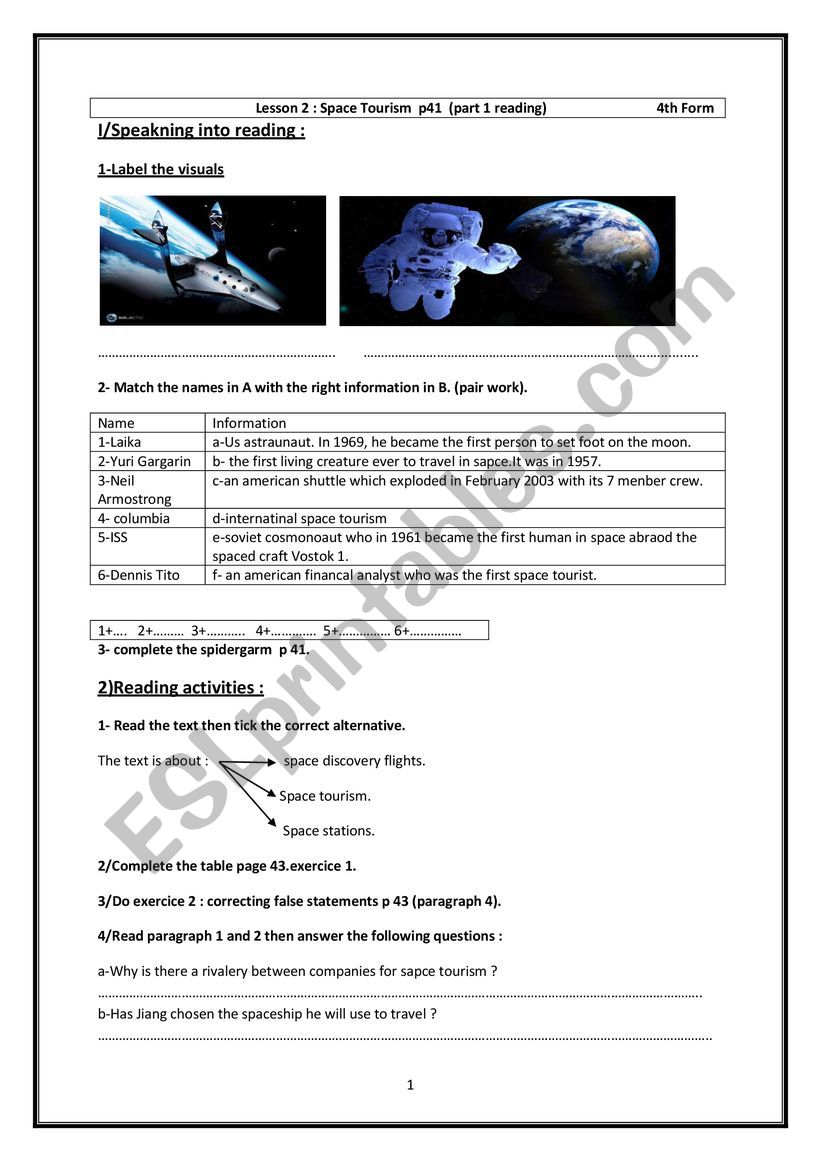 4 th formers lesson 2 space tourism 