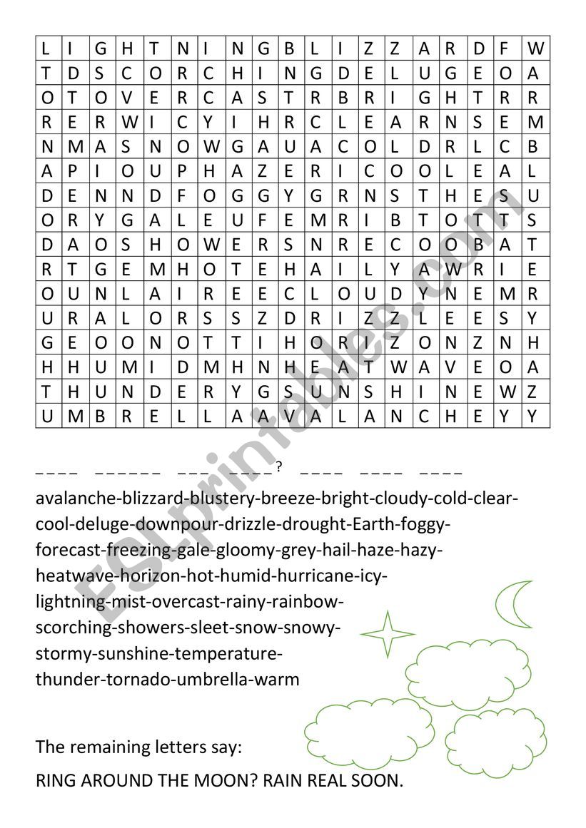 WORDSEARCH: WEATHER worksheet