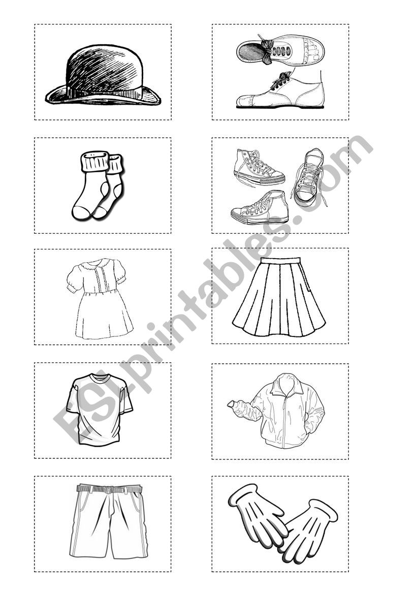 Clothes cards worksheet