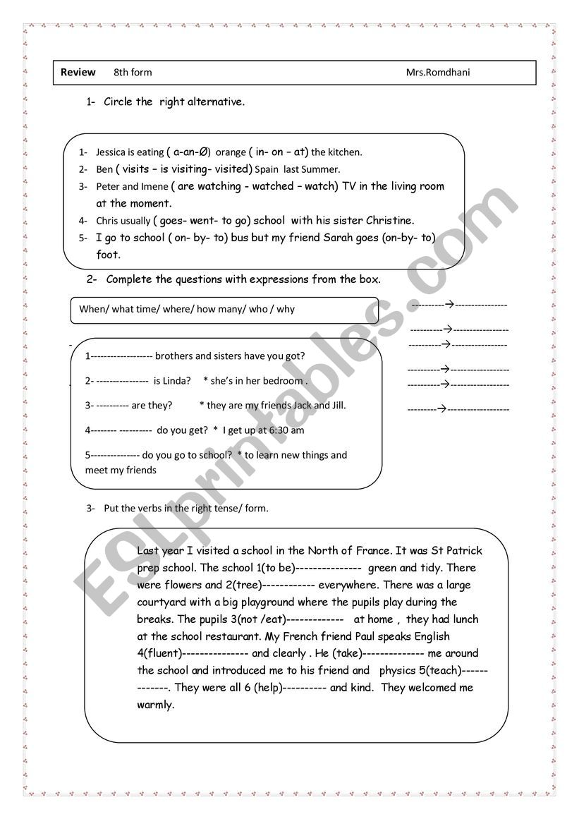  Review worksheet