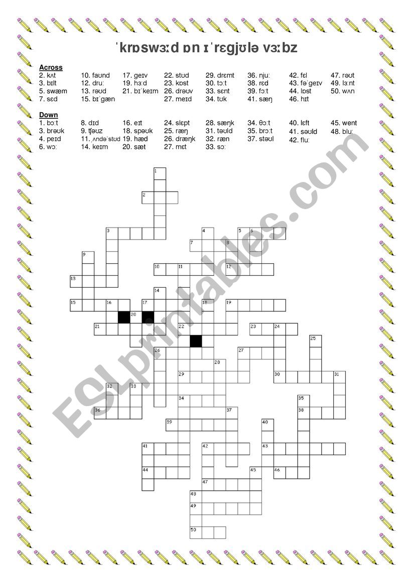 Crossword on irregular verbs (Phonetics)