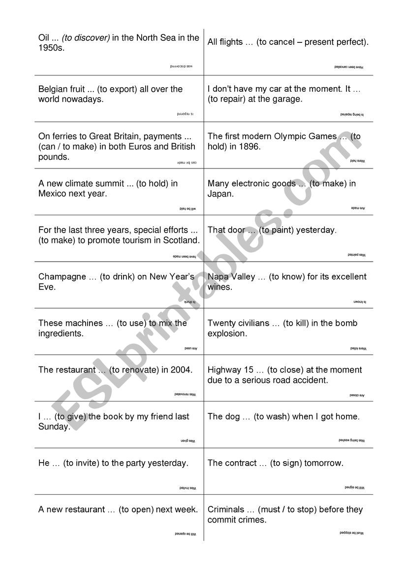 Board game the active and passive voice