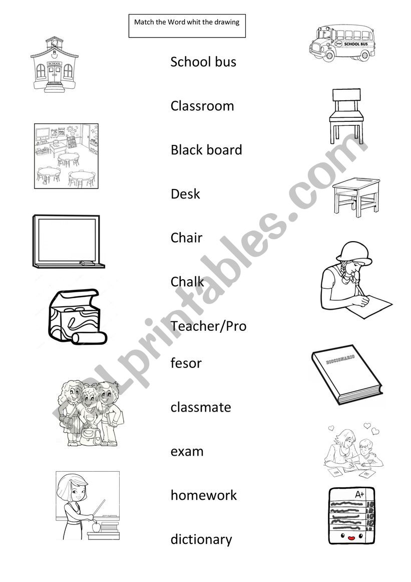 School vocabulary worksheet