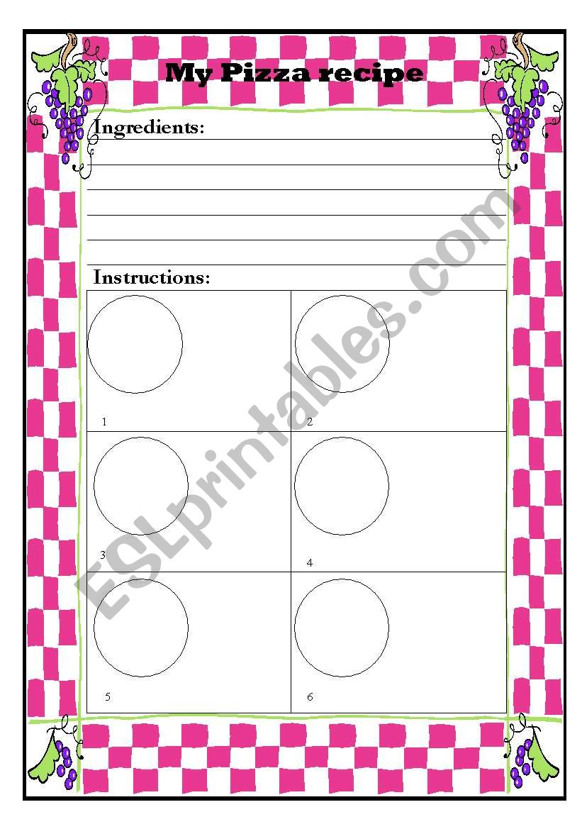 My pizza recipe worksheet