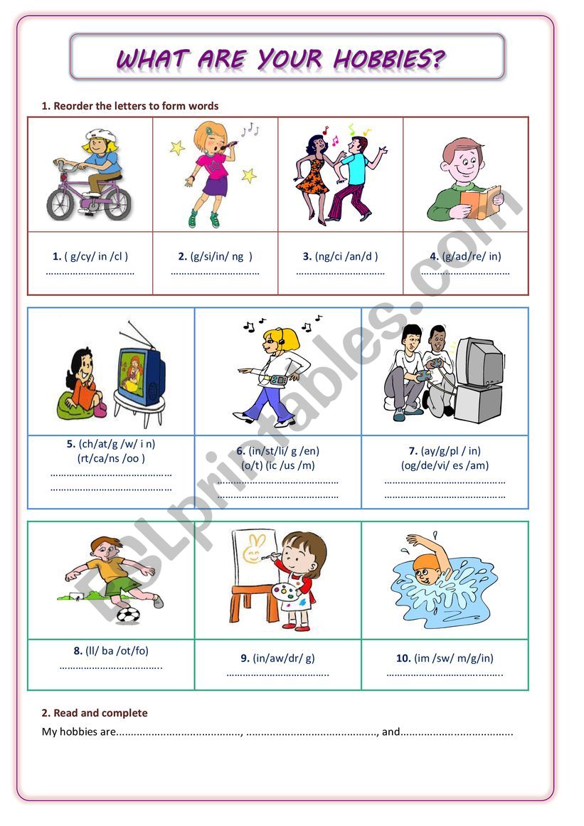 What are your hobbies? worksheet