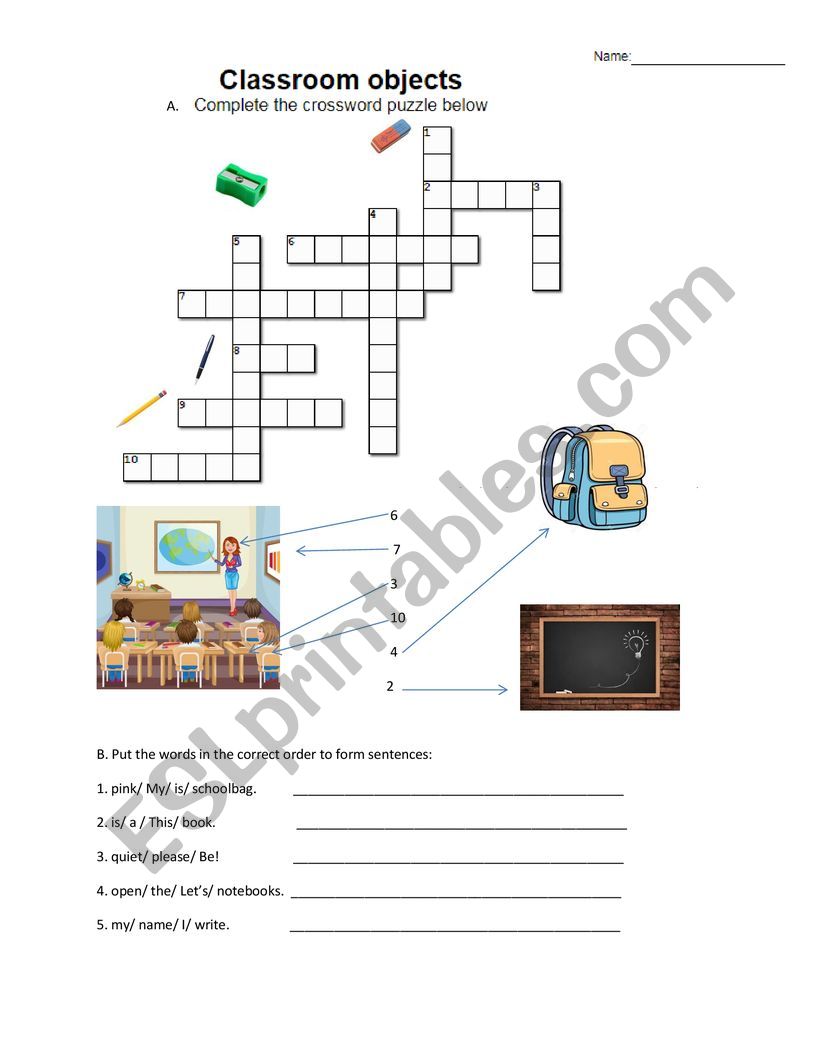 Classroom Objects worksheet