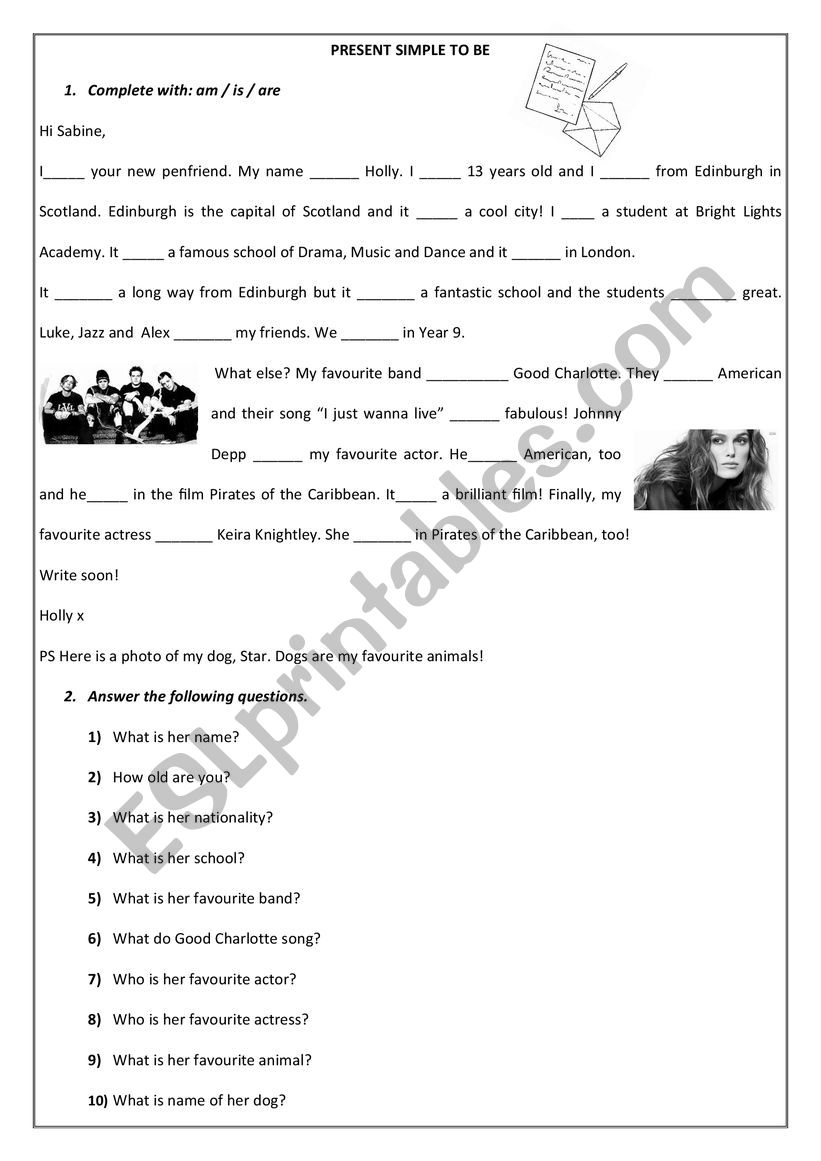 Present simple to be worksheet