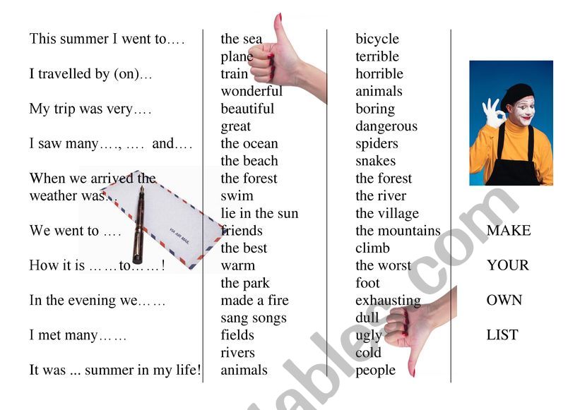 summer worksheet