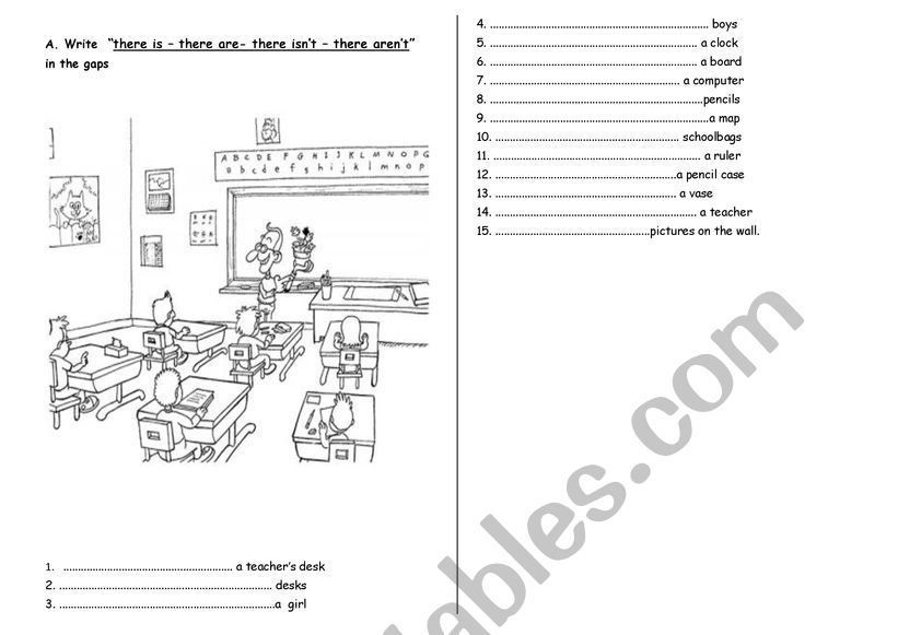 there is , there are . worksheet